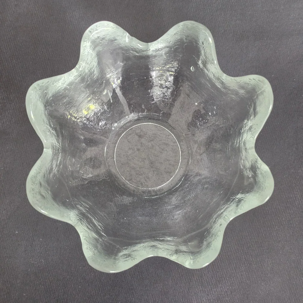 Blenko‎ 6143L Lotus Serving Bowl Set w 8 Matching 6143S Bowls in Crystal